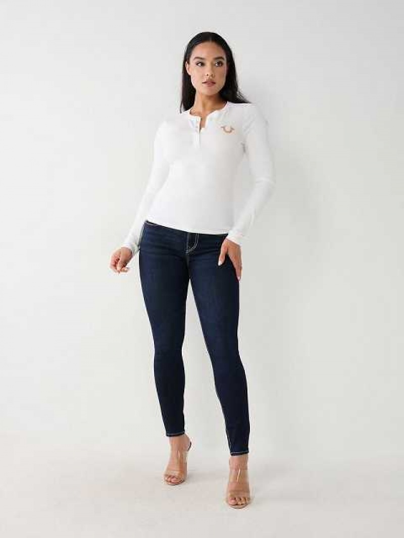 Camisa True Religion Henley Mujer Blancas | Colombia-XYPMOLF61