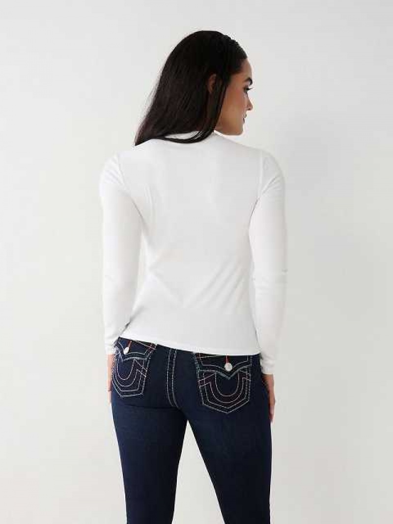 Camisa True Religion Henley Mujer Blancas | Colombia-XYPMOLF61