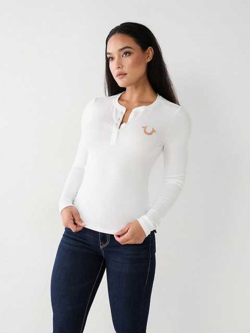 Camisa True Religion Henley Mujer Blancas | Colombia-XYPMOLF61