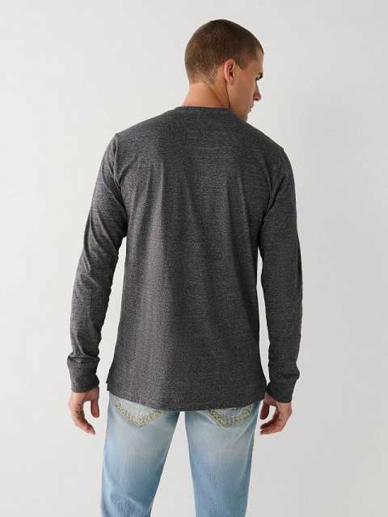 Camisa True Religion Logo Henley Hombre Gris | Colombia-DRZCLYP73