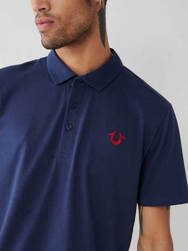 Camisa True Religion Logo Polo Hombre Azul Marino Azules | Colombia-HGPXMKZ59