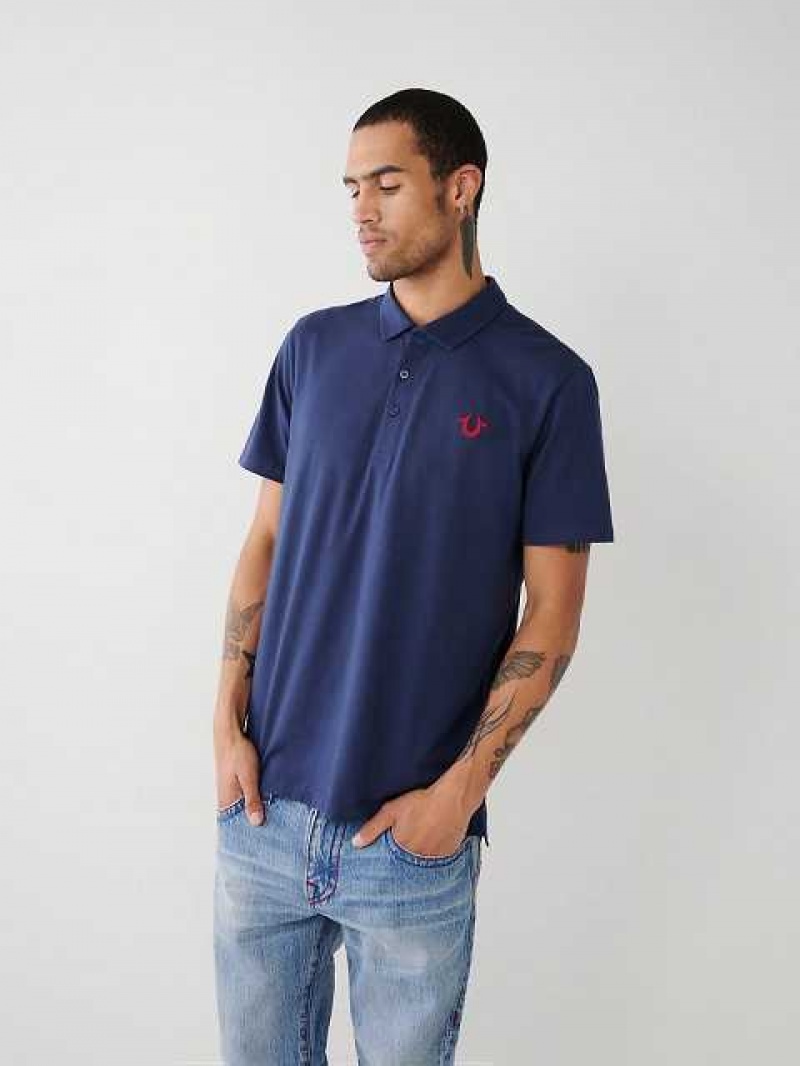 Camisa True Religion Logo Polo Hombre Azul Marino Azules | Colombia-HGPXMKZ59