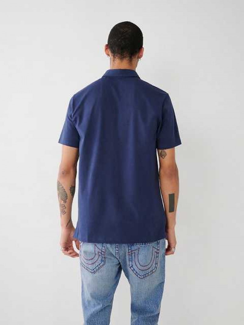 Camisa True Religion Logo Polo Hombre Azul Marino Azules | Colombia-HGPXMKZ59