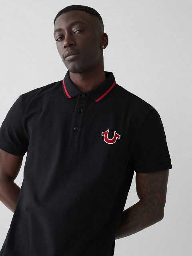 Camisa True Religion Logo Polo Hombre Negras | Colombia-TAQOWZY82