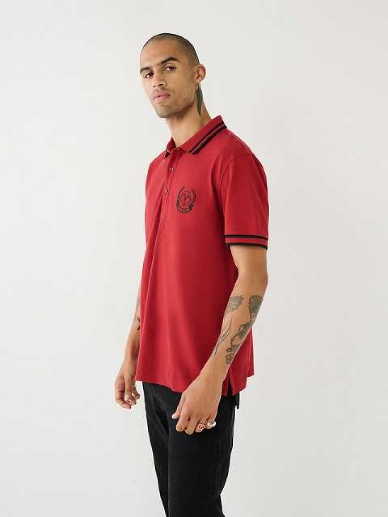 Camisa True Religion Logo Polo Hombre Rojas | Colombia-WHMSBUK15