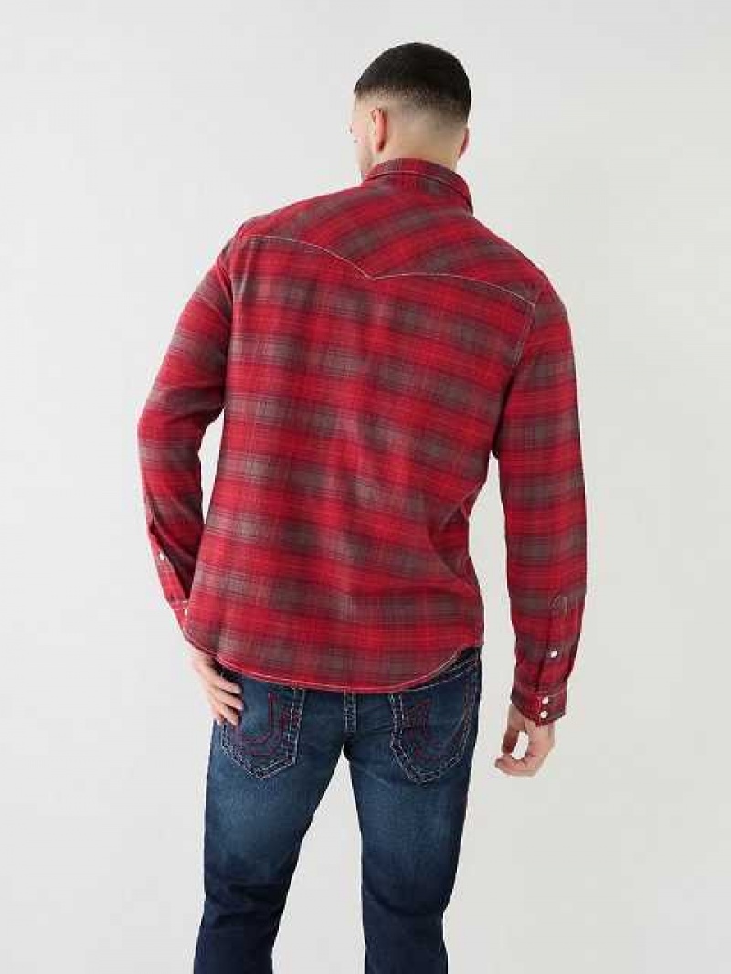 Camisa True Religion Plaid Big T Western Hombre Fucsia | Colombia-MPRLCBI51