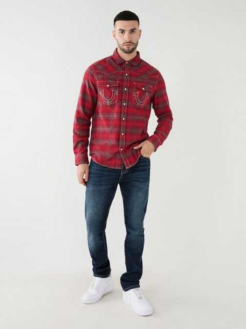 Camisa True Religion Plaid Big T Western Hombre Fucsia | Colombia-MPRLCBI51