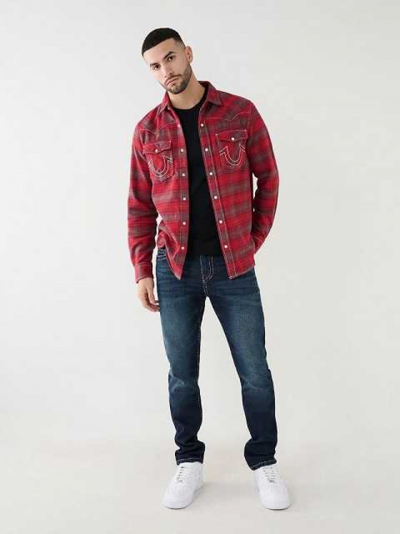 Camisa True Religion Plaid Big T Western Hombre Fucsia | Colombia-MPRLCBI51