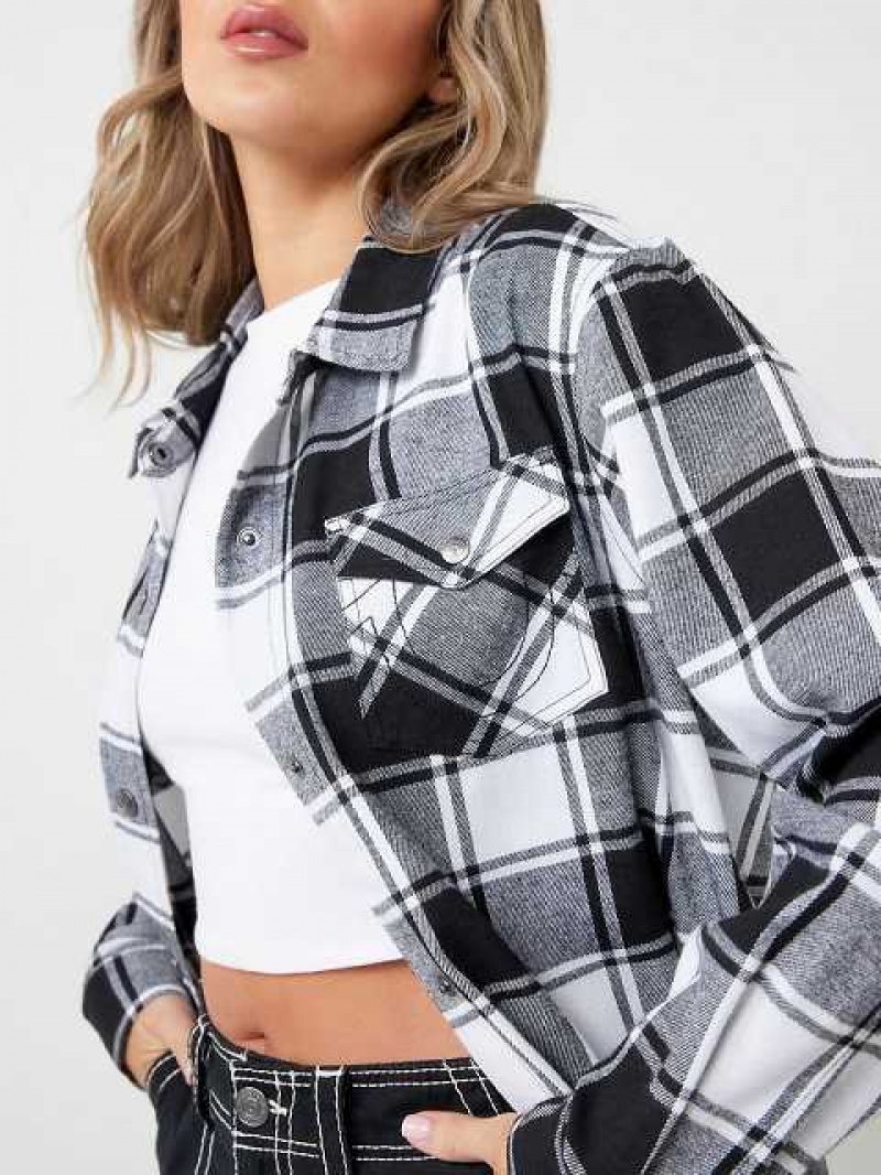 Camisa True Religion Plaid Horseshoe Single Needle Mujer Negras | Colombia-CHBKOSG38