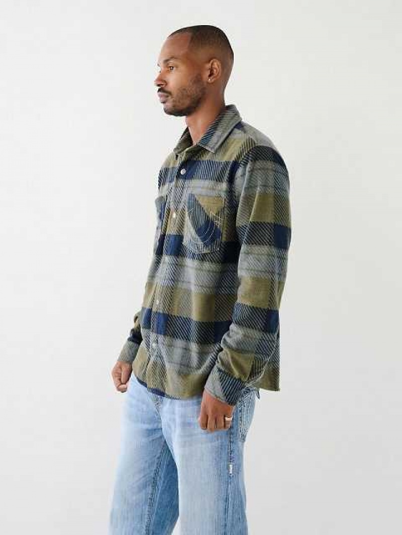 Camisa True Religion Polar Fleece Hombre Navy/Green | Colombia-WIQERMG01