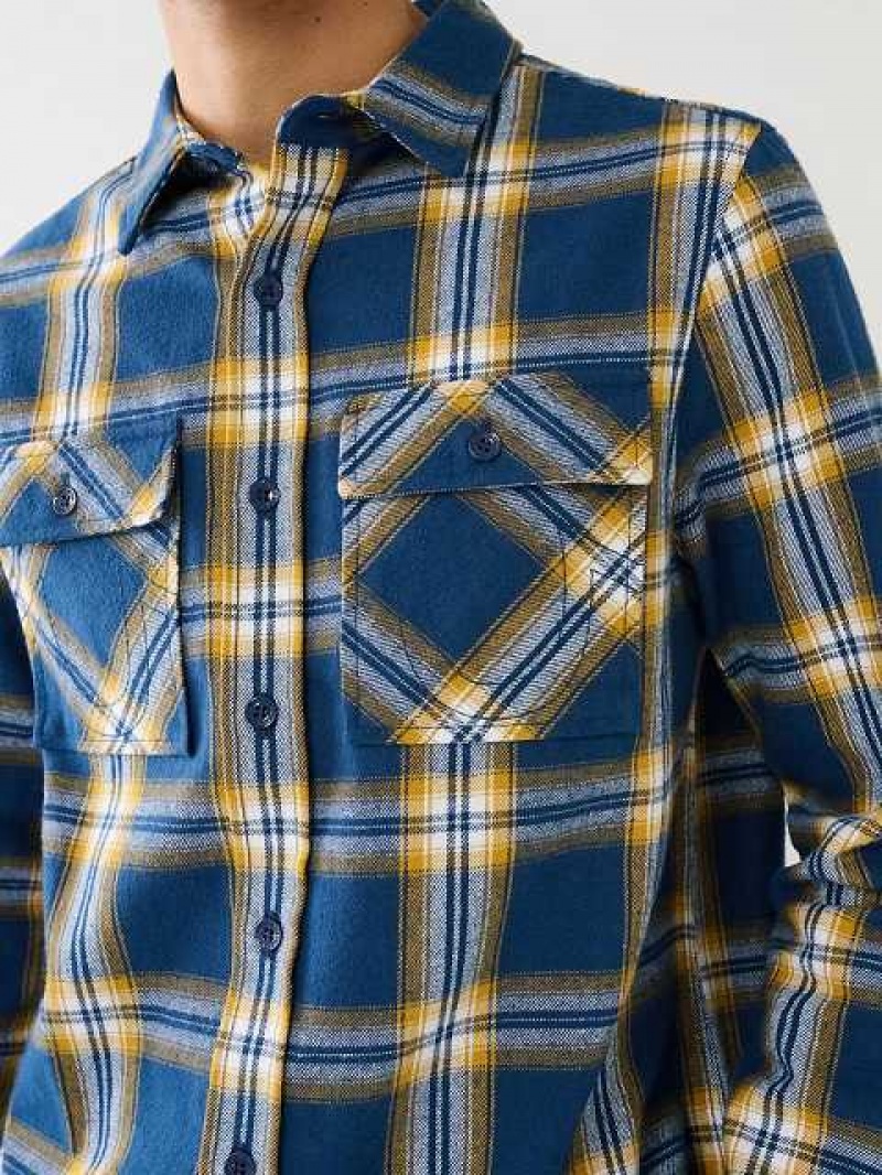 Camisa True Religion Tr Plaid Hombre Azules | Colombia-UQEZKYR81