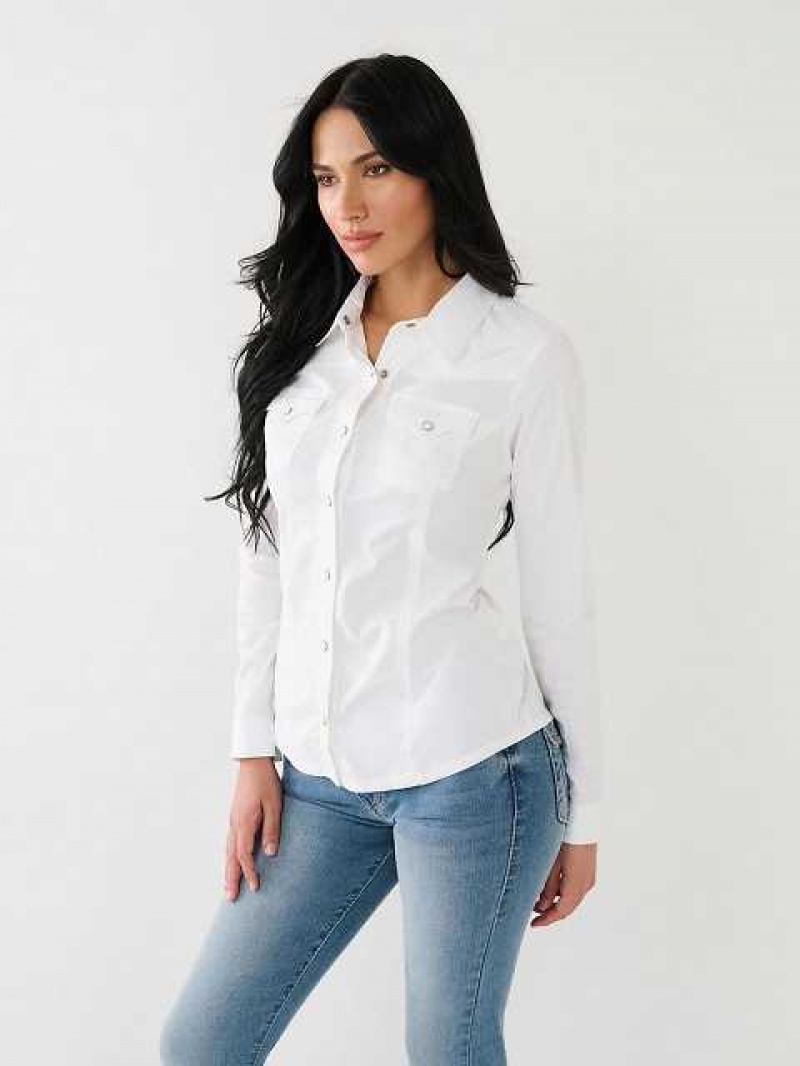 Camisa True Religion Western Poplin Mujer Blancas | Colombia-ZOPCTMB97