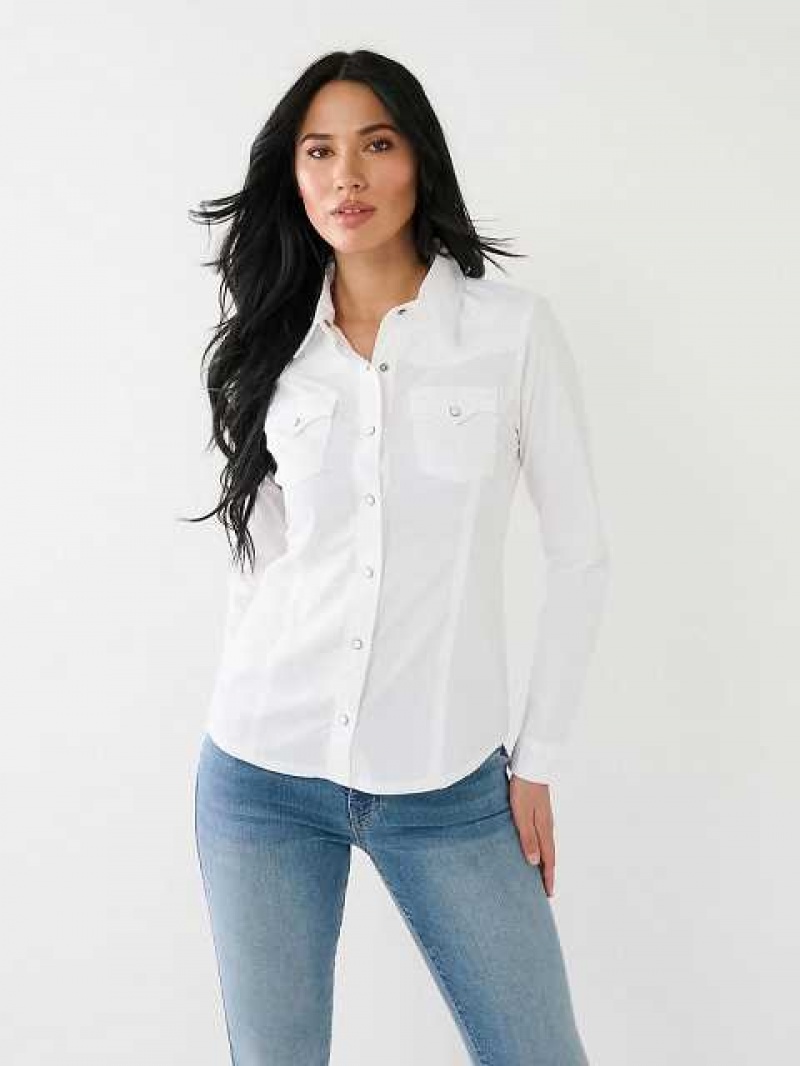 Camisa True Religion Western Poplin Mujer Blancas | Colombia-ZOPCTMB97