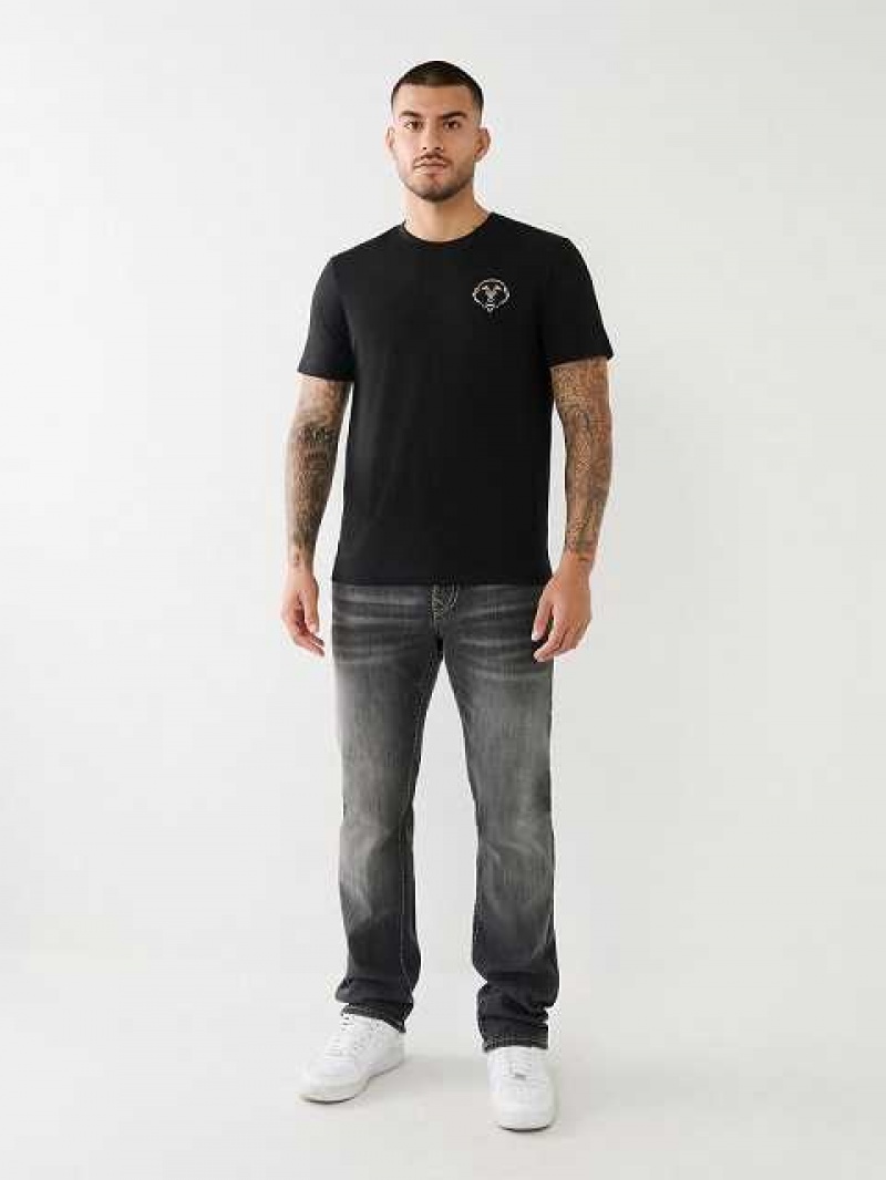 Camiseta True Religion 3d Hs Buddha Logo Hombre Negras | Colombia-VKPYTXJ49