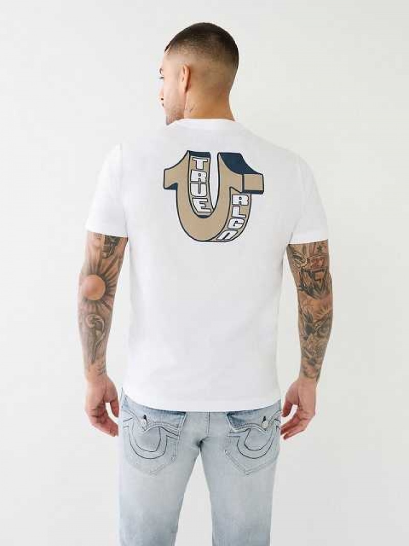 Camiseta True Religion 3d Hs Buddha Logo Hombre Blancas | Colombia-MPFEAQW12