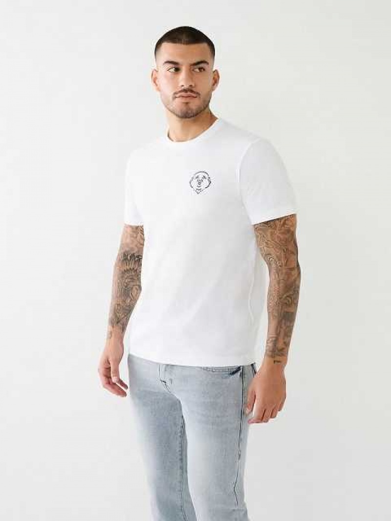 Camiseta True Religion 3d Hs Buddha Logo Hombre Blancas | Colombia-MPFEAQW12