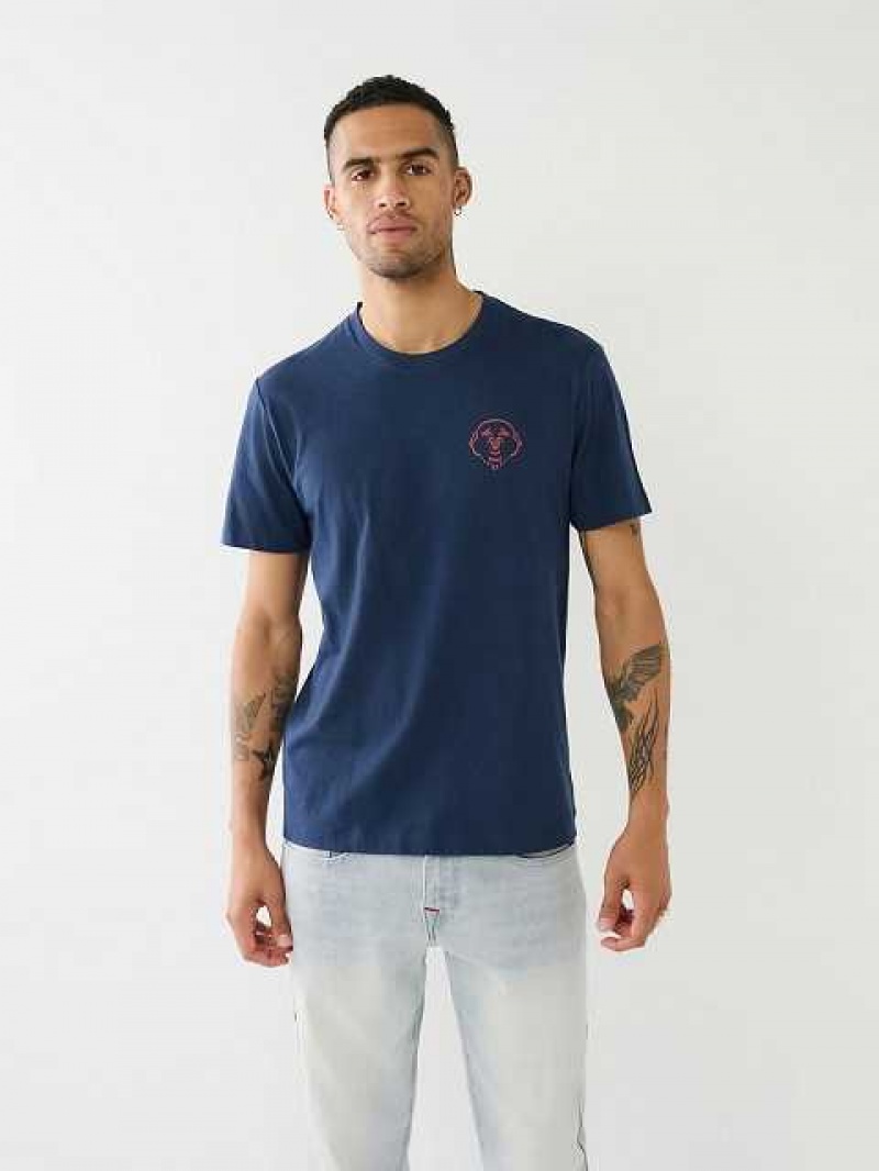 Camiseta True Religion 3d Hs Buddha Logo Hombre Azul Marino Azules | Colombia-BTAYRUZ07