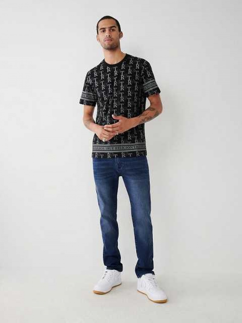 Camiseta True Religion Allover Print Hombre Negras | Colombia-HSTQYBX74