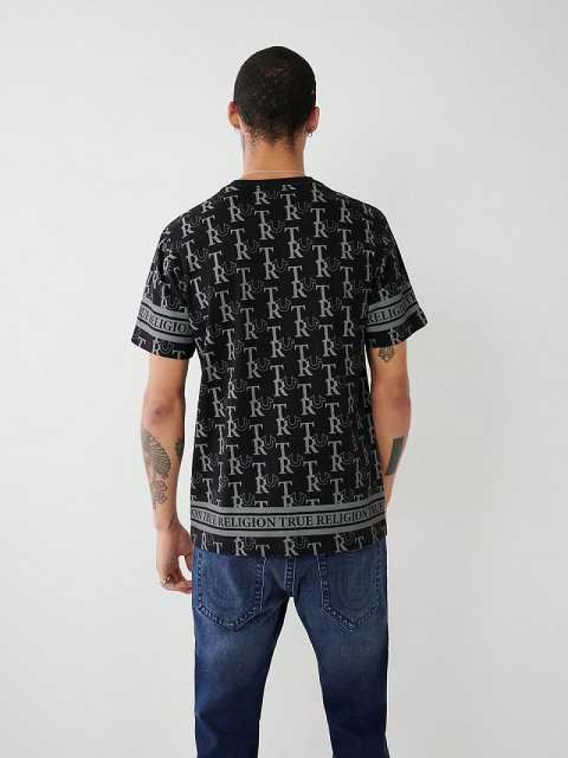 Camiseta True Religion Allover Print Hombre Negras | Colombia-HSTQYBX74