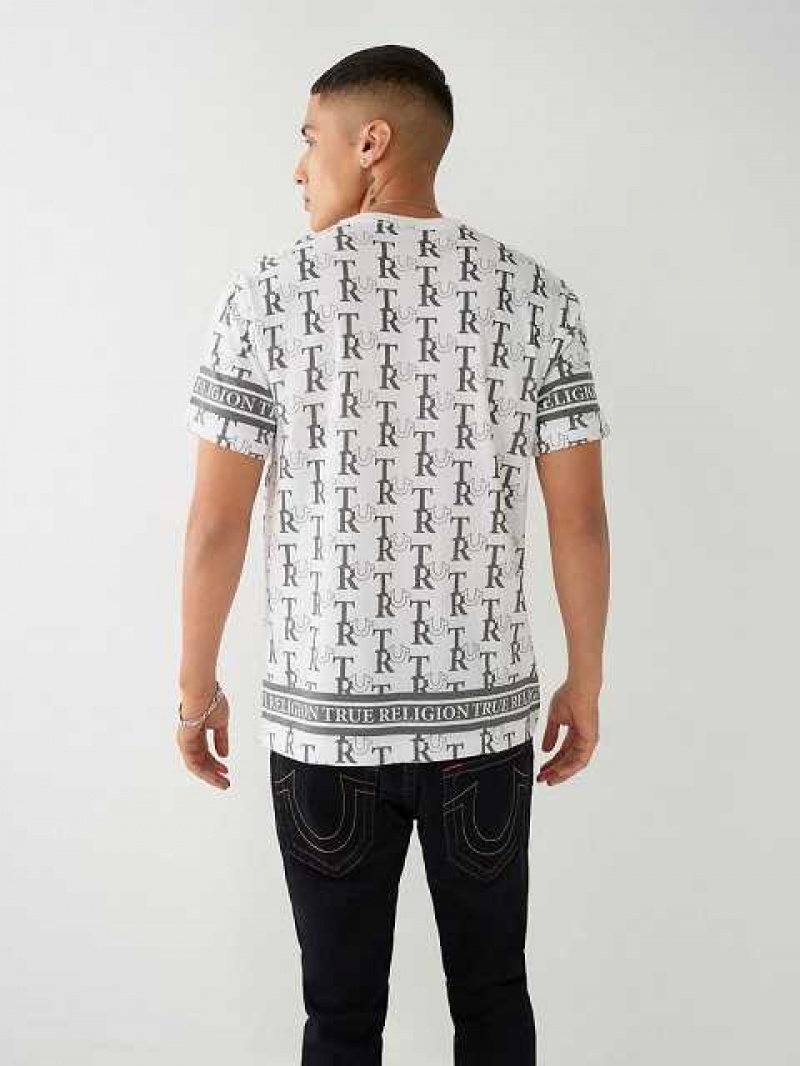 Camiseta True Religion Allover Print Hombre Blancas | Colombia-BKXNTUI96