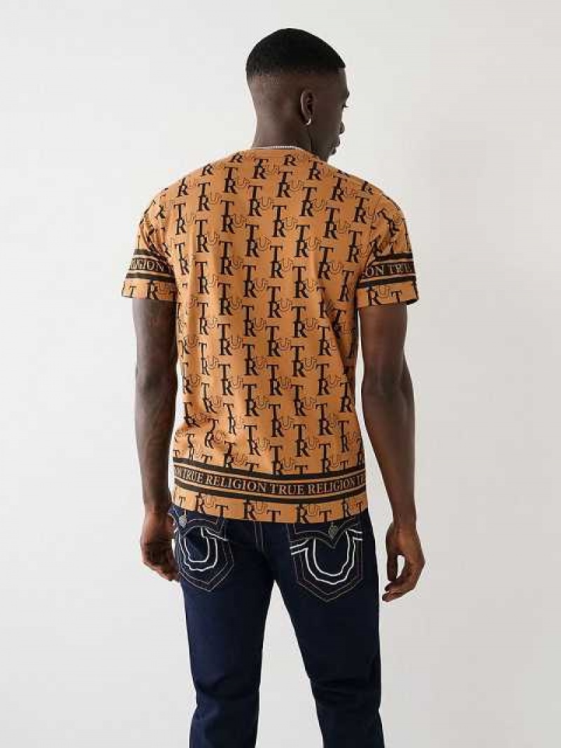 Camiseta True Religion Allover Print Hombre Marrones | Colombia-YNCJPVG20