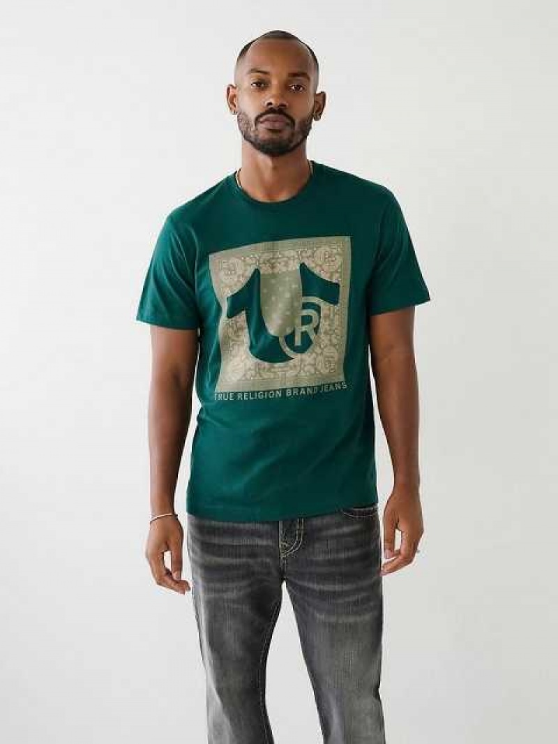 Camiseta True Religion Bandana Logo Hombre Turquesa Verde | Colombia-GWEZXFB13