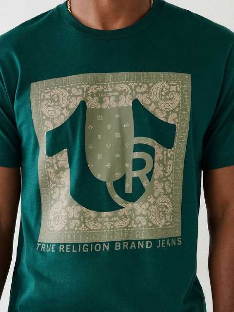 Camiseta True Religion Bandana Logo Hombre Turquesa Verde | Colombia-GWEZXFB13