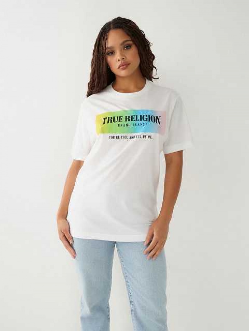 Camiseta True Religion Be You True Pride Mujer Blancas | Colombia-RETGKHY78