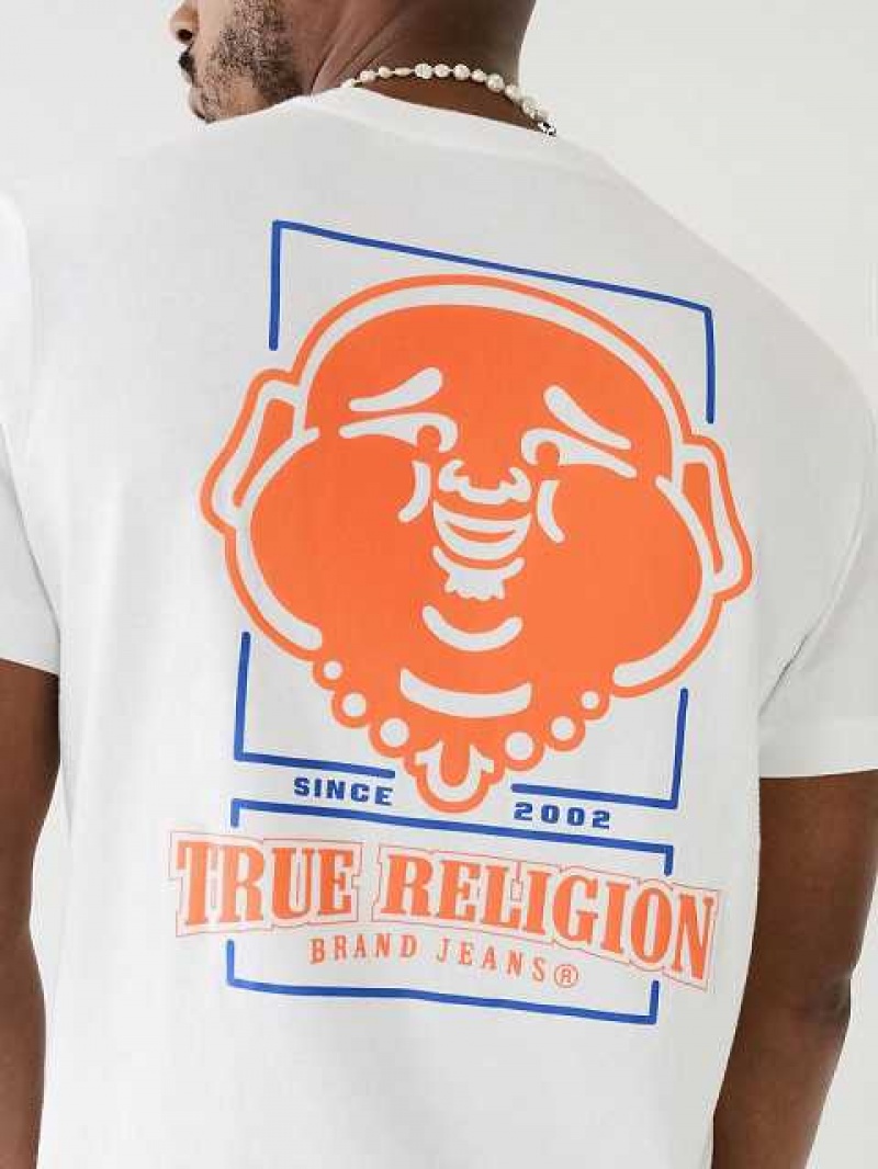 Camiseta True Religion Big Buddha Crew Neck Hombre Blancas | Colombia-ODUKSWV50