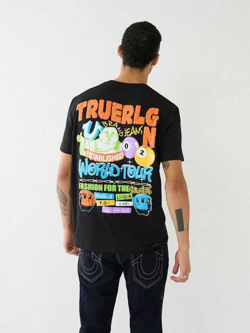 Camiseta True Religion Billiard Buddha Logo Hombre Negras | Colombia-RPIFHCD79