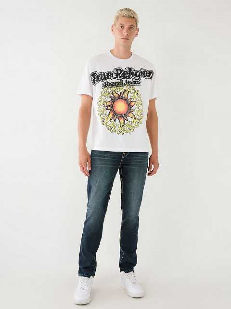 Camiseta True Religion Blazing Shoey Estampadas Relaxed Hombre Blancas | Colombia-VMQIBXD61