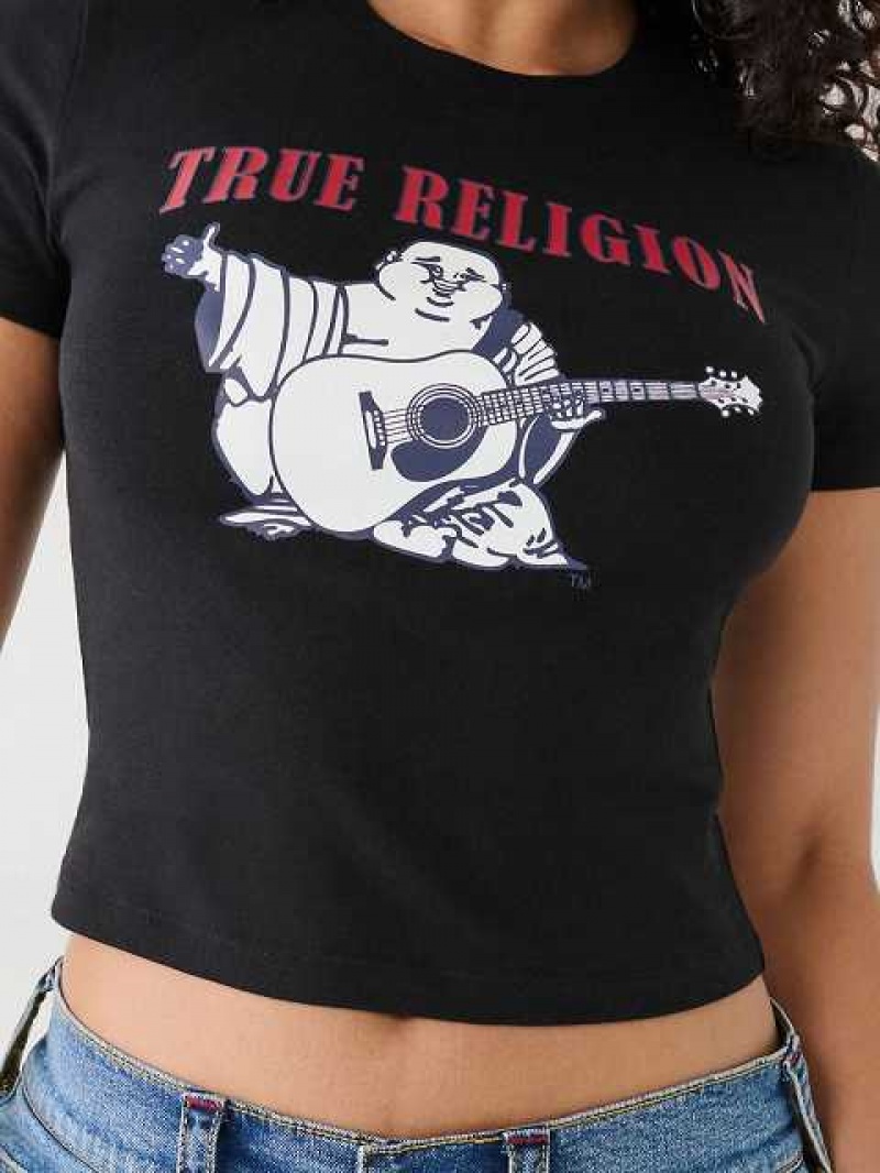 Camiseta True Religion Buddha Baby Mujer Negras | Colombia-MQFTYCZ67