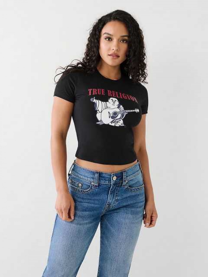 Camiseta True Religion Buddha Baby Mujer Negras | Colombia-MQFTYCZ67