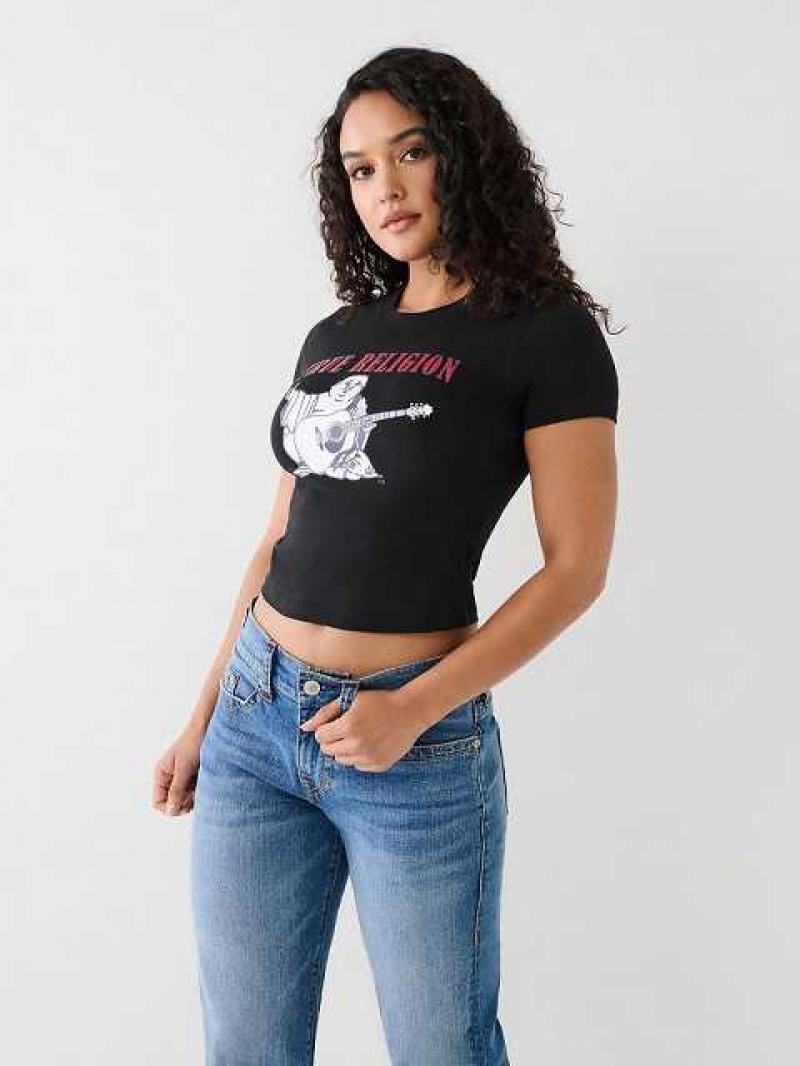 Camiseta True Religion Buddha Baby Mujer Negras | Colombia-MQFTYCZ67