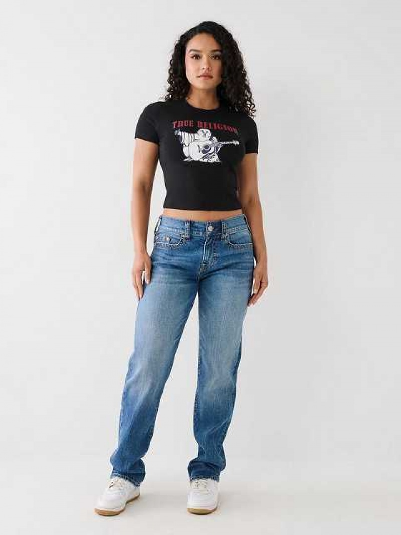 Camiseta True Religion Buddha Baby Mujer Negras | Colombia-MQFTYCZ67