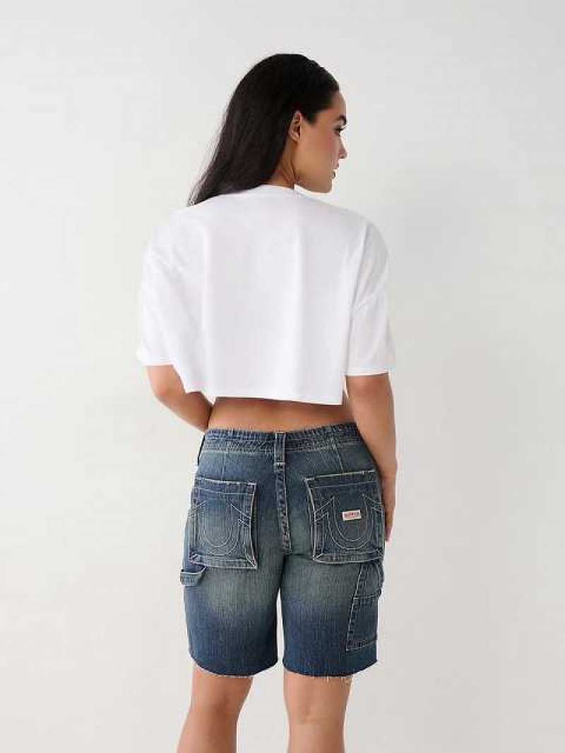 Camiseta True Religion Buddha Crop Mujer Blancas | Colombia-JTMPRDU92