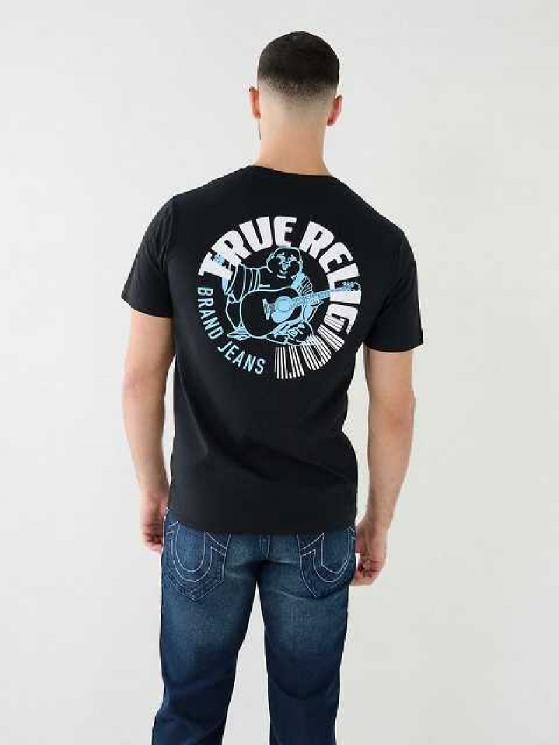 Camiseta True Religion Buddha Logo Crew Hombre Negras | Colombia-DOENYZR10