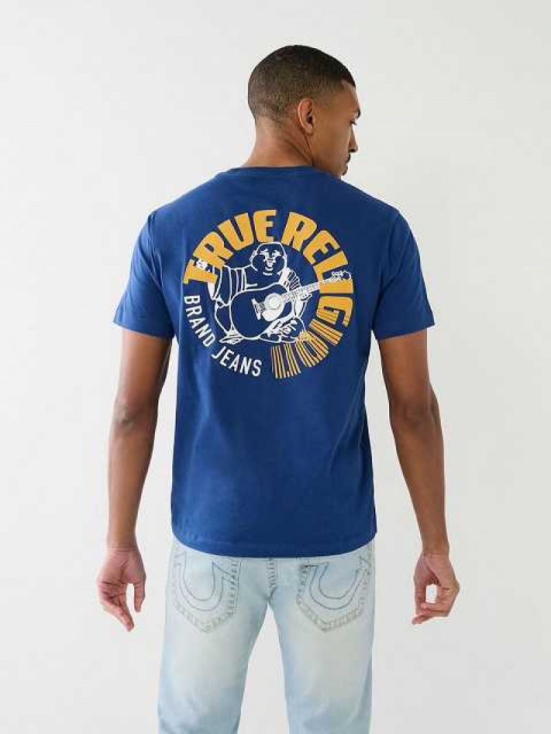 Camiseta True Religion Buddha Logo Crew Hombre Azules | Colombia-UBLFPMA64