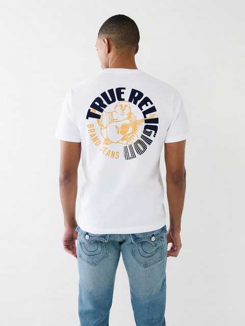 Camiseta True Religion Buddha Logo Crew Hombre Blancas | Colombia-DNEJAFP90