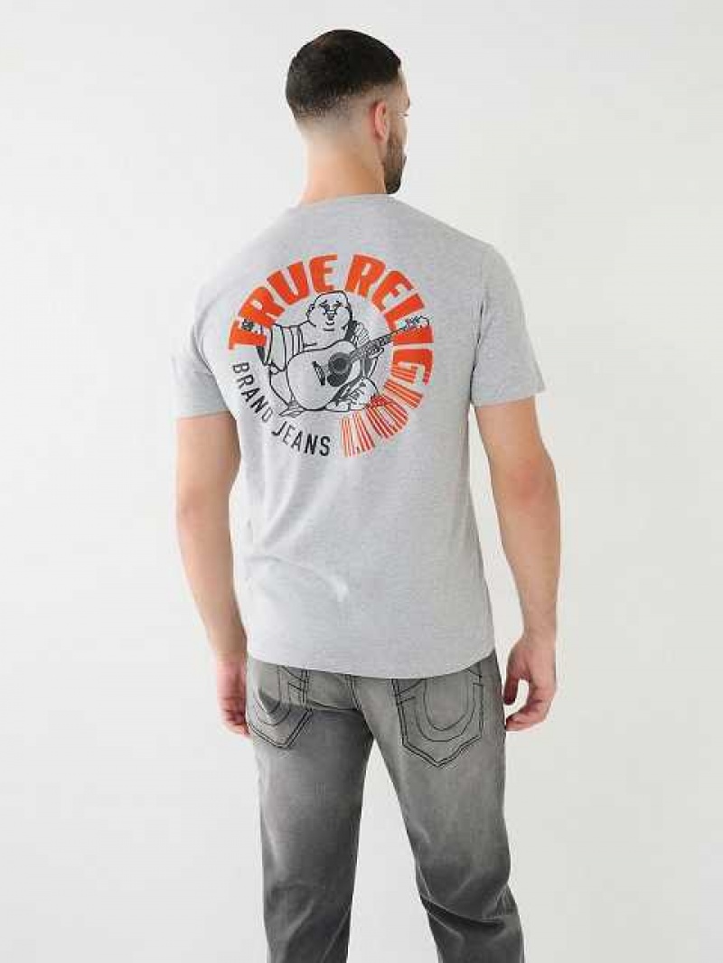 Camiseta True Religion Buddha Logo Crew Hombre Gris | Colombia-TXJLFQE46