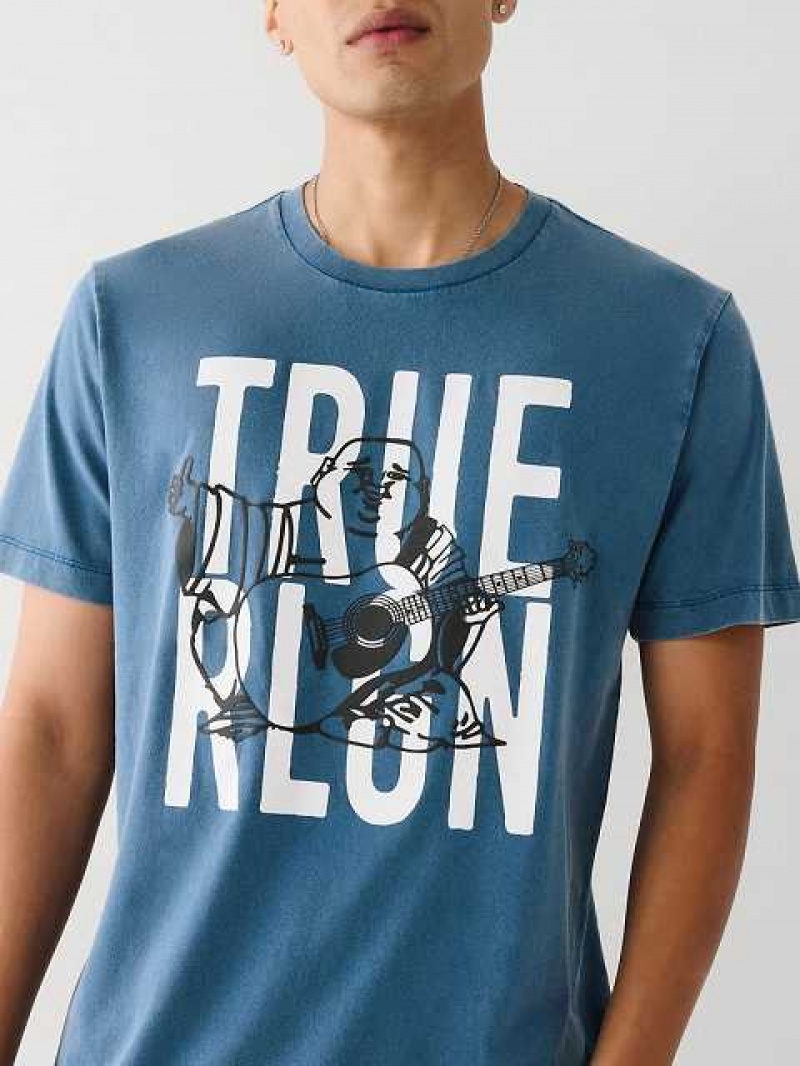 Camiseta True Religion Buddha Logo Hombre Azul Marino Azules | Colombia-QIPSTBZ45