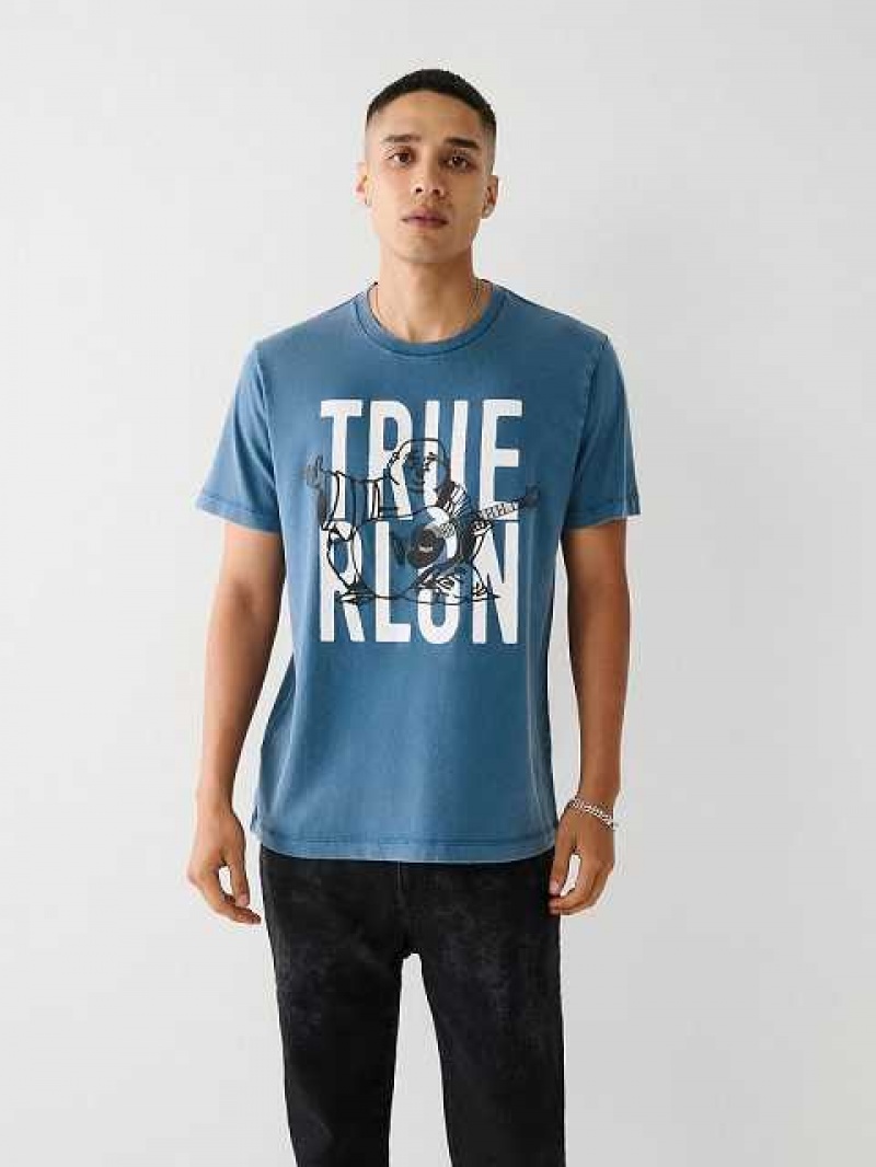 Camiseta True Religion Buddha Logo Hombre Azul Marino Azules | Colombia-QIPSTBZ45