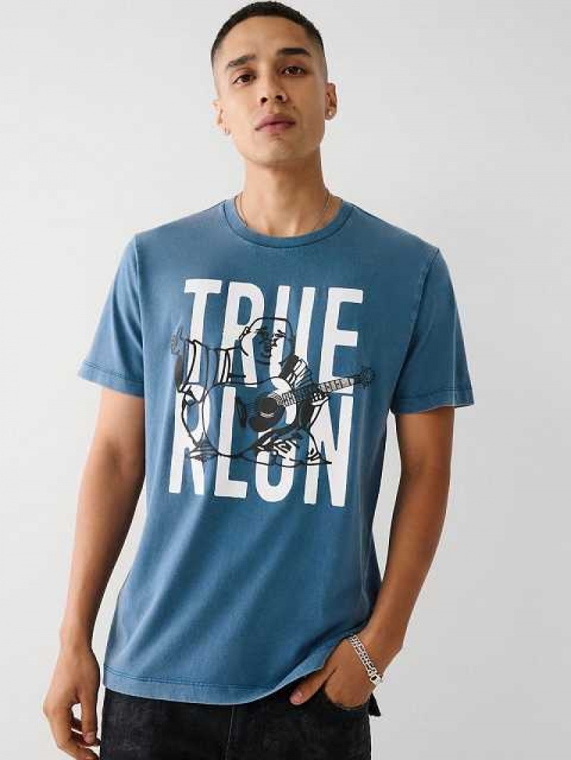 Camiseta True Religion Buddha Logo Hombre Azul Marino Azules | Colombia-QIPSTBZ45