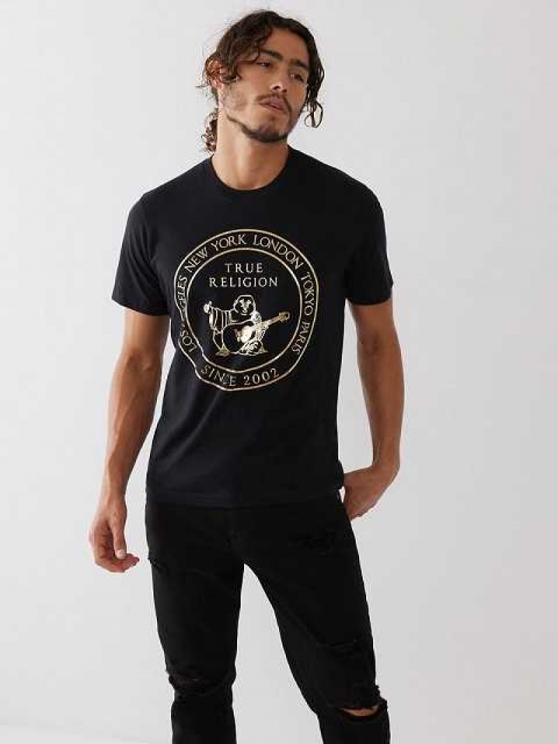 Camiseta True Religion Buddha Logo Hombre Negras | Colombia-HXUNYPF10