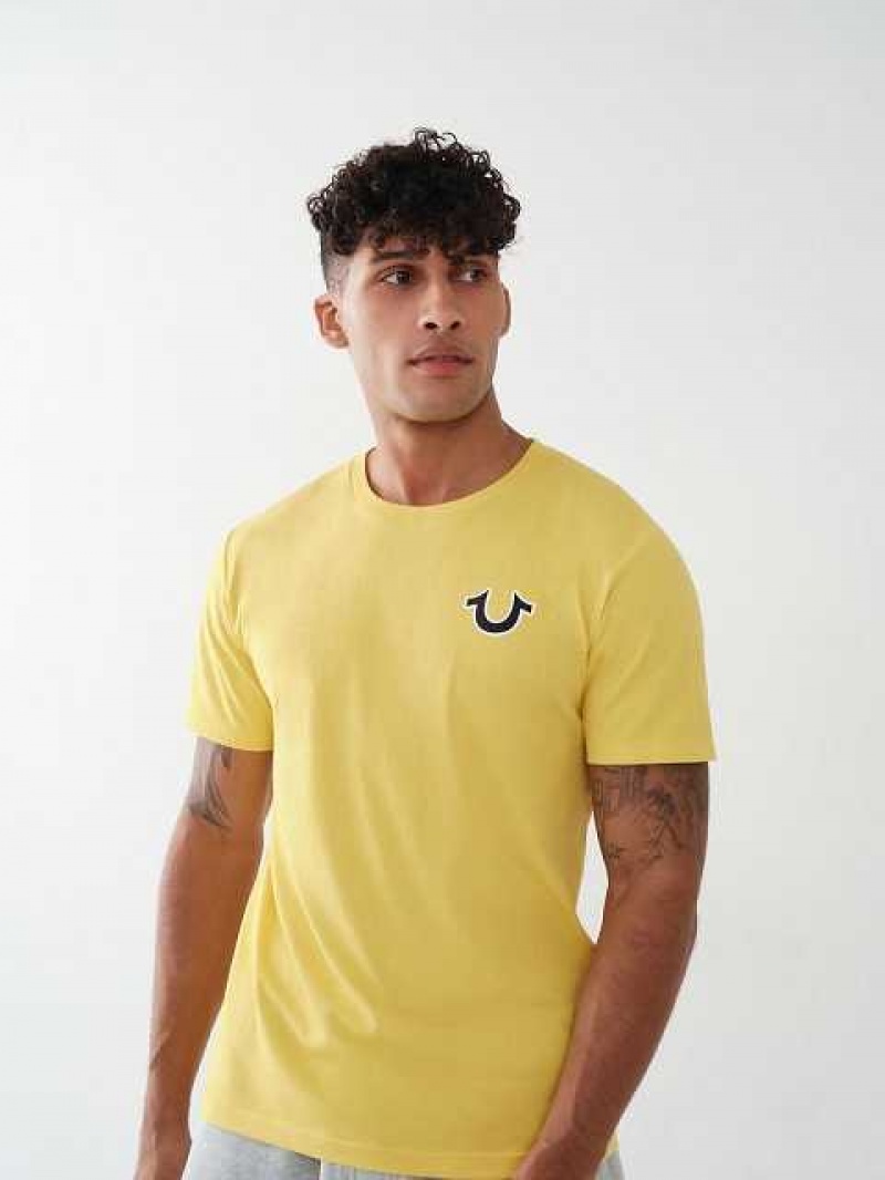 Camiseta True Religion Buddha Logo Hombre Amarillo | Colombia-HLSEVOG43