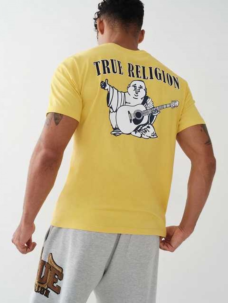 Camiseta True Religion Buddha Logo Hombre Amarillo | Colombia-HLSEVOG43