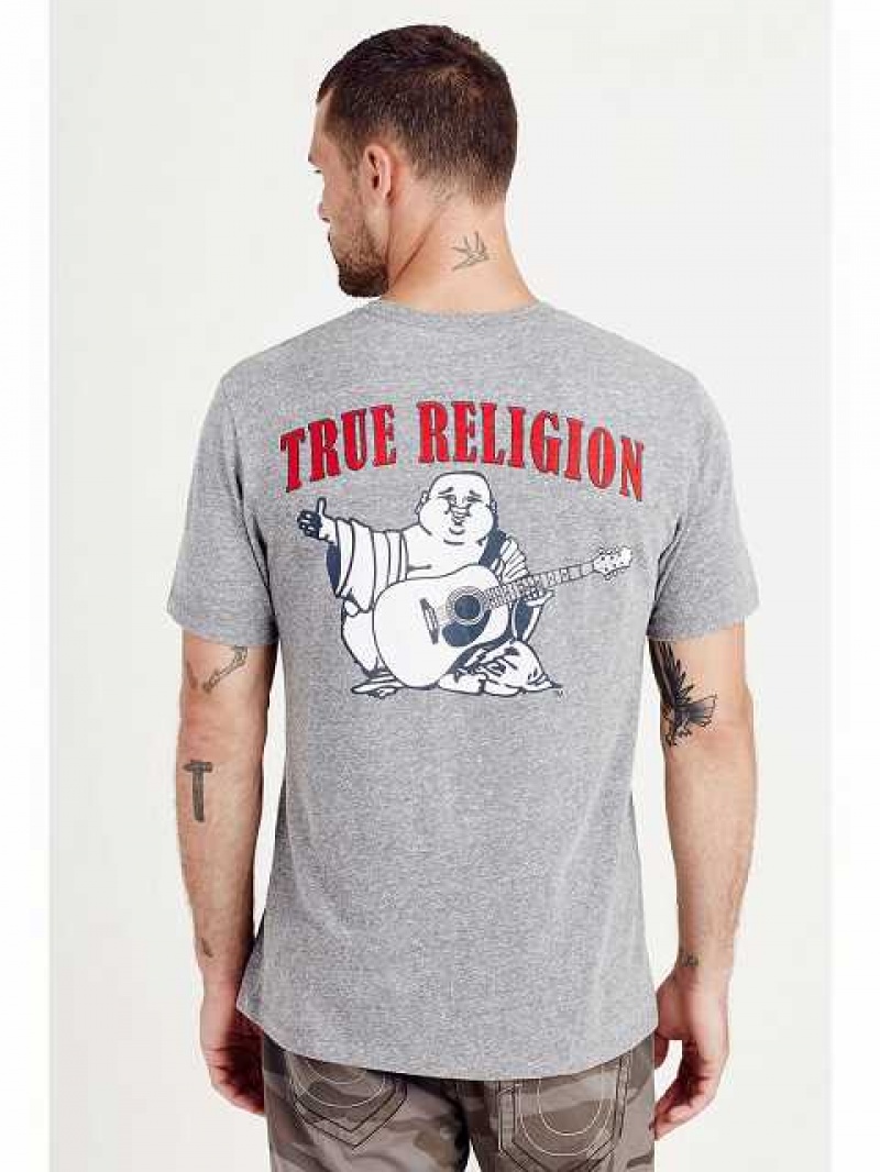 Camiseta True Religion Buddha Logo Hombre Gris | Colombia-ODTKCVS65