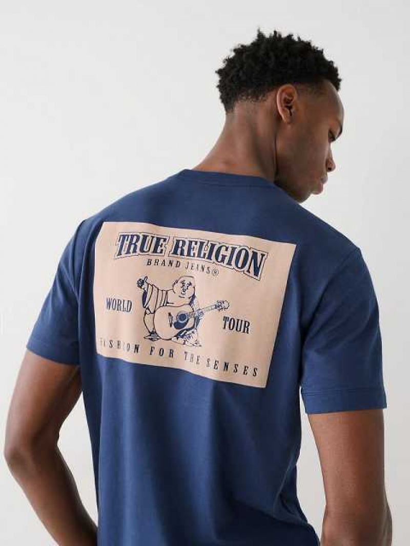 Camiseta True Religion Buddha Logo Hombre Azul Marino Azules | Colombia-PYTSXNH13