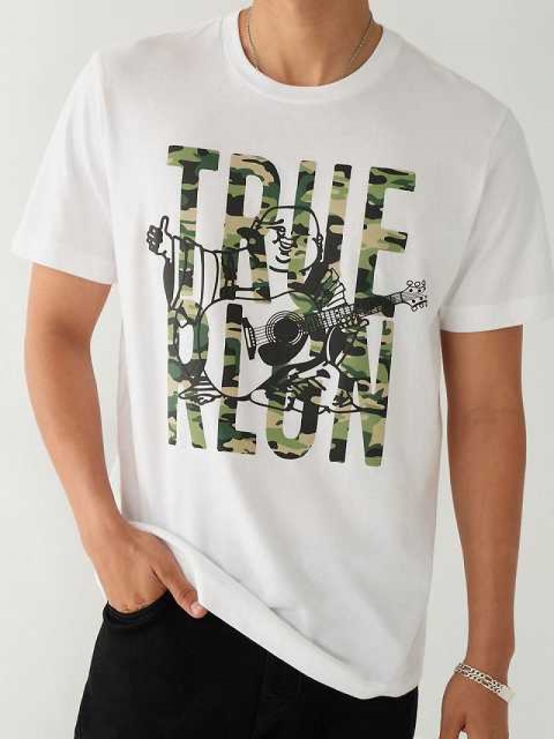 Camiseta True Religion Buddha Logo Hombre Blancas | Colombia-FPVXCIU06