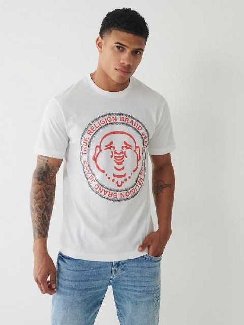 Camiseta True Religion Buddha Logo Hombre Blancas | Colombia-YSBCMGD14